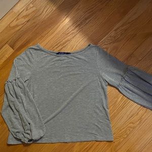Gray Puff Sleeve Top